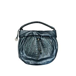 Brighton Nina teal feather embroidered Masterpiece collection semi circl…